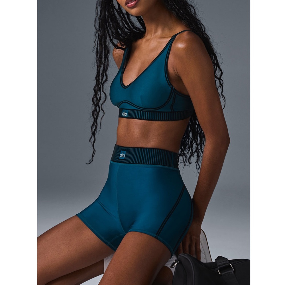 ALO Yoga Teal Athletic High-Waist Shorts